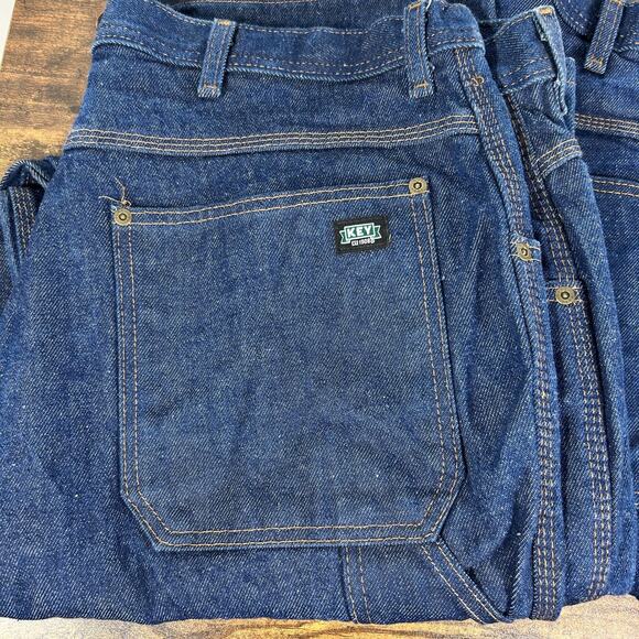 Key Mens Double Front Knee Blue Jeans 40x34 Carpenter Utility Suspender Logger - Picture 2 of 11